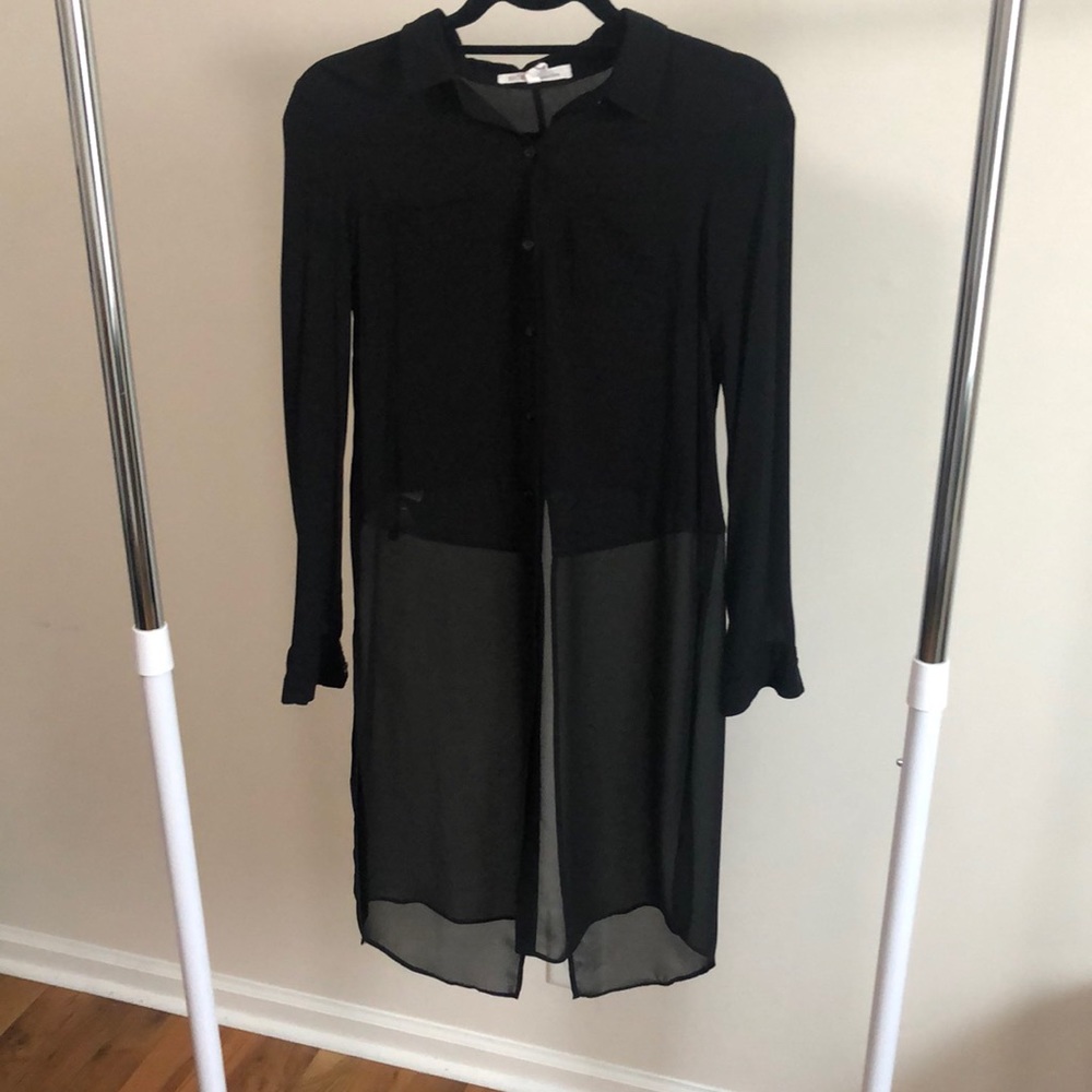 BCBGeneration black halfsheer buttondown